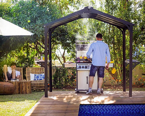 Austin 6 ft. x 8 ft. Grill Gazebo Kit - Black Structure