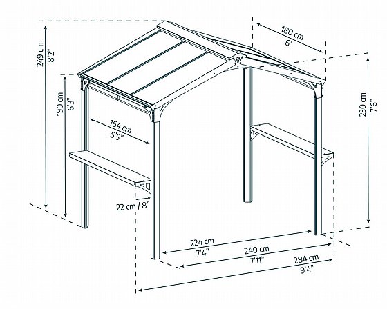 Austin 6 ft. x 8 ft. Grill Gazebo Kit - Black Structure